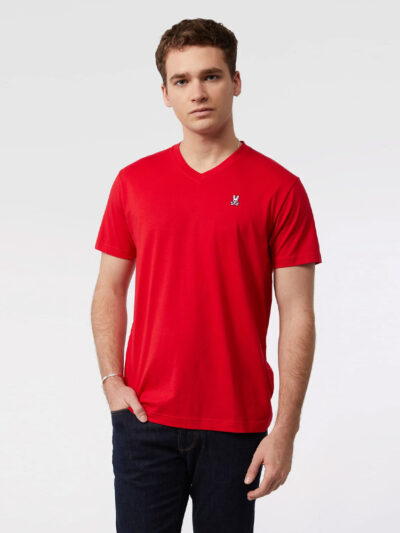 Red v neck t-shirt