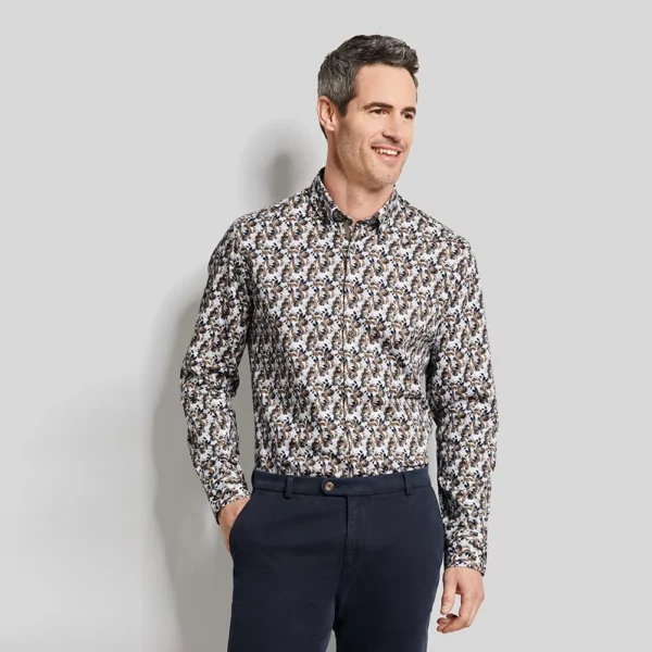Bugatti Cognac Floral Print Shirt